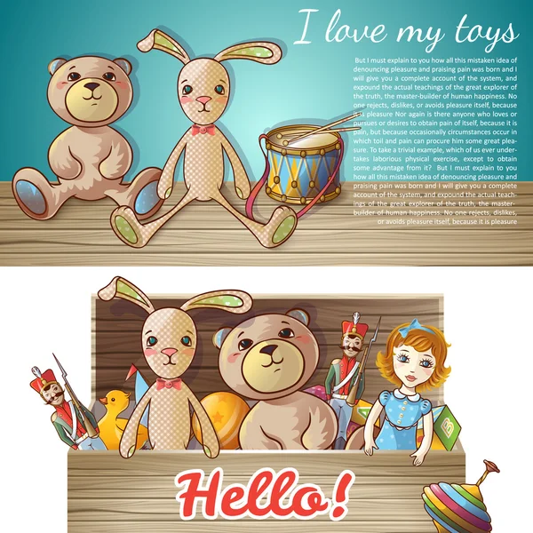 Děti hračky Banner Set — Stockový vektor