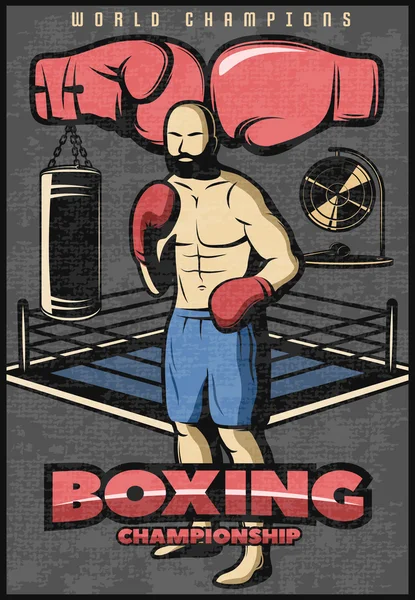 Affiche du championnat de boxe — Image vectorielle