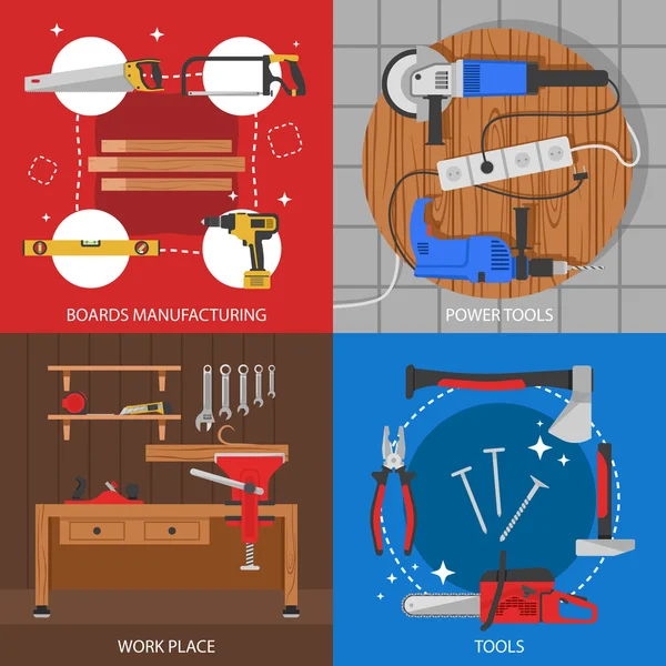 Timmerwerk gekleurde composities — Stockvector