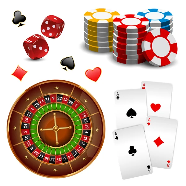 Realistic Casino Online Games Icon Set — Stock Vector