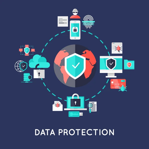 Návrh systému mezinárodní ochrany dat — Stockový vektor