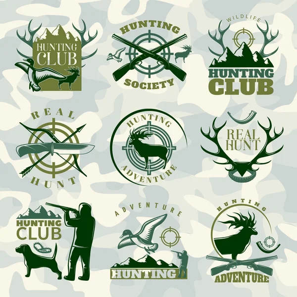 Hunting Emblem Set In Color — Stock Vector