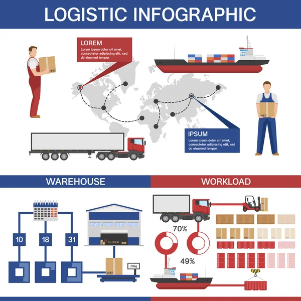 Modelo de Infográficos Logísticos — Vetor de Stock