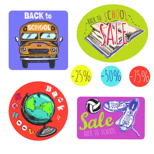 Set di logo per il rientro a scuola — Vettoriale Stock