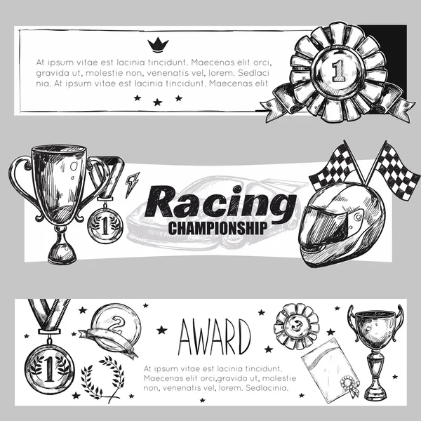 Winner Medal Banner Set — Stock Vector