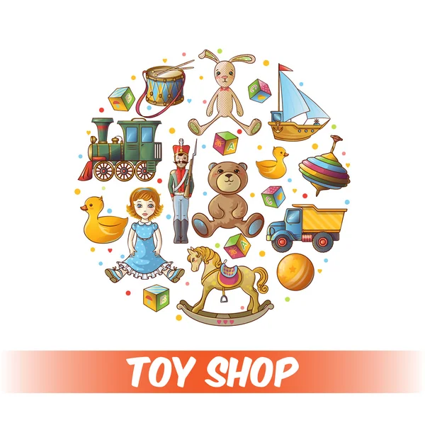 Детские игрушки Круглая композиция — стоковый вектор