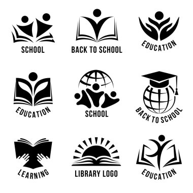 Set siyah beyaz okul logoları