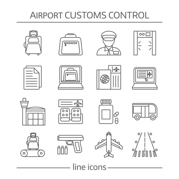 空港税関管理線形アイコン — ストックベクタ