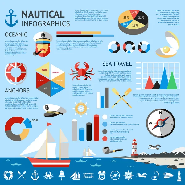 Nautical Colored Infographic — Stock Vector