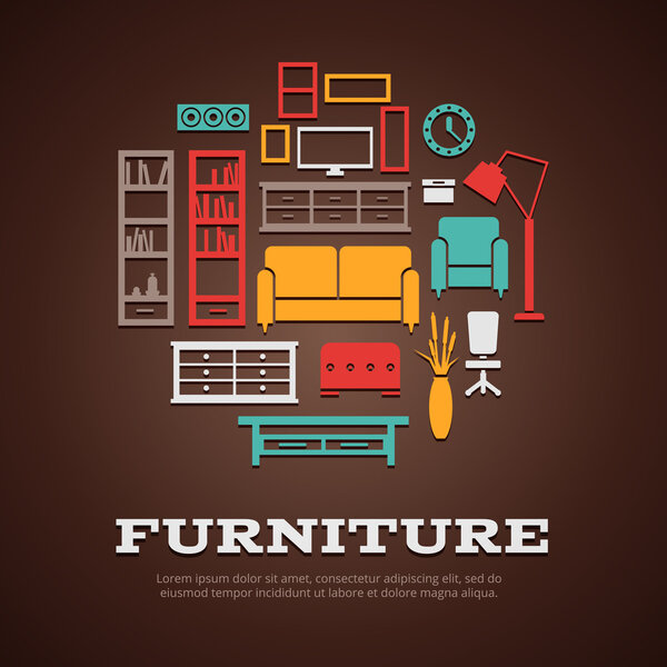 Плоская мебель круглая композиция
