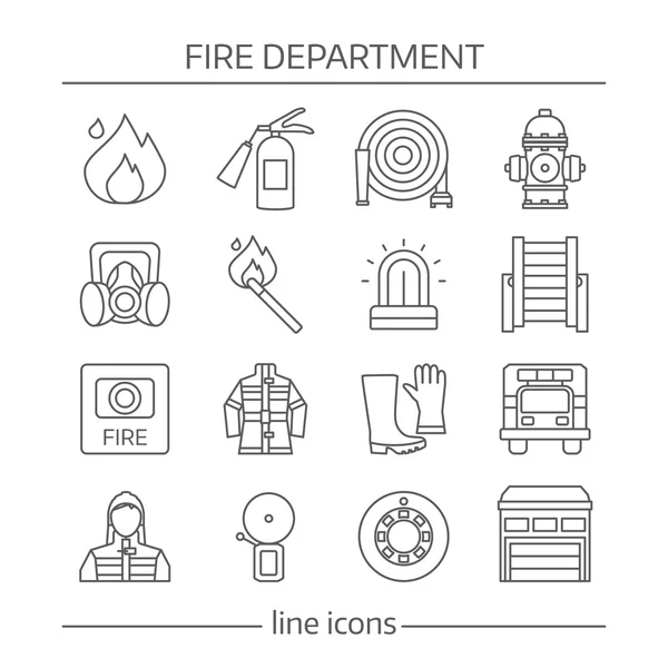消防署の線形のアイコンを設定 — ストックベクタ