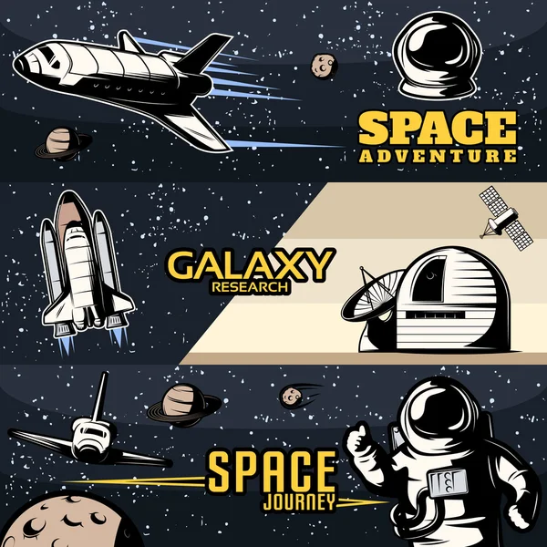 Space Horizontal Banners Set — Stock Vector
