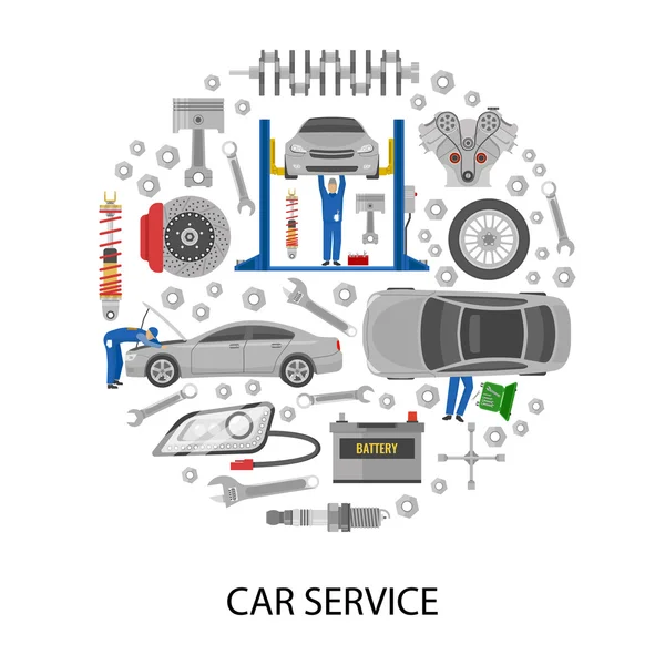 Diseño redondo de servicio automático — Vector de stock