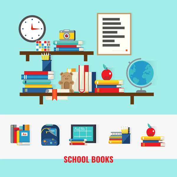 Concept des livres scolaires — Image vectorielle