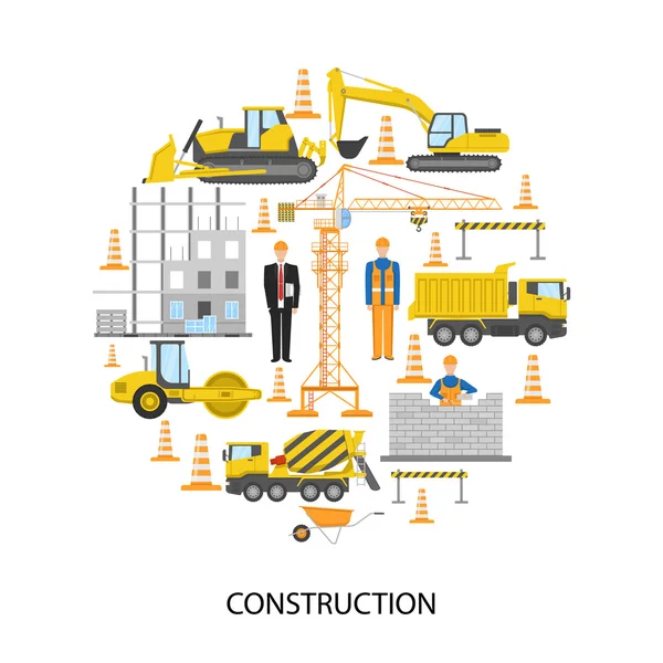 Construcción Diseño redondo — Vector de stock