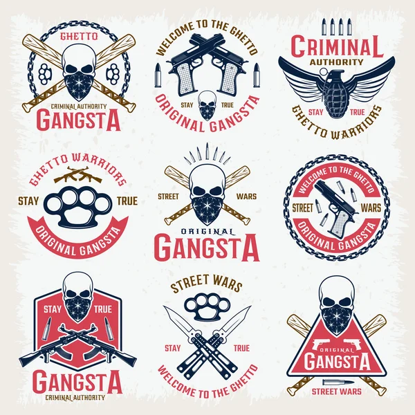 Emblem Berwarna Gangster - Stok Vektor