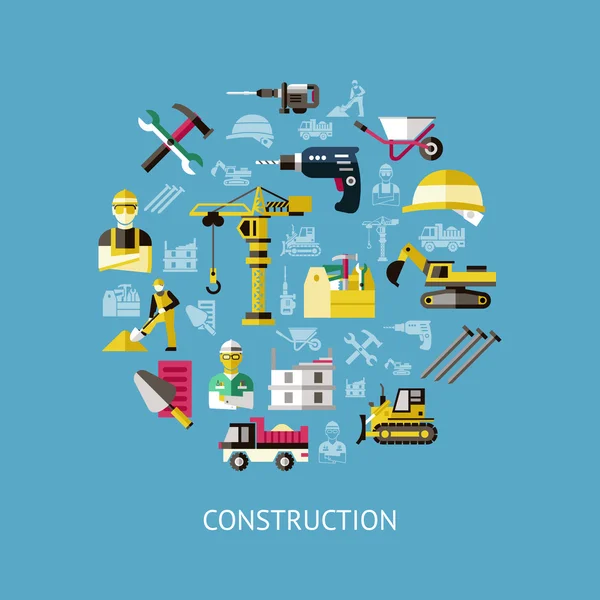 Construction Round Composition — Stock Vector