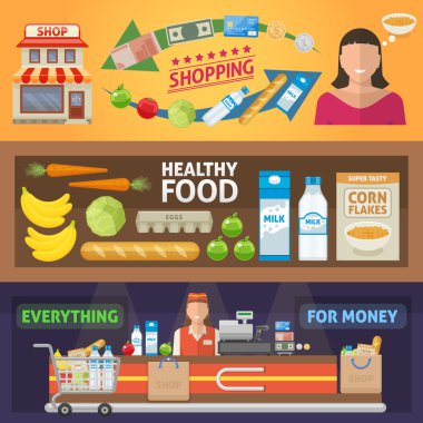 Süpermarket yatay set afiş