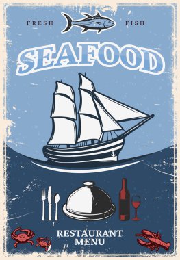 Stilize deniz ürünleri Poster