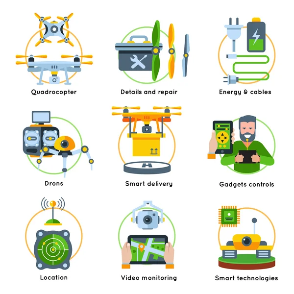 Conjunto de ícones de conceito de novas tecnologias — Vetor de Stock
