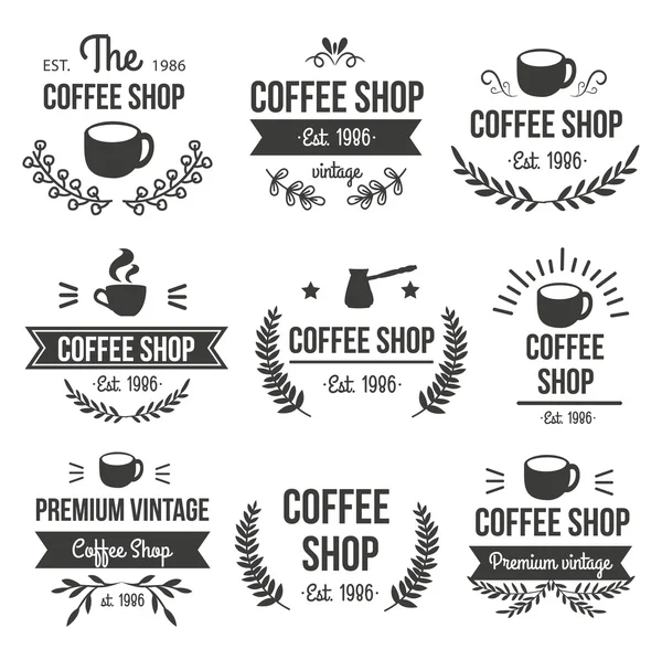 Set di etichette per caffè disegnato a mano — Vettoriale Stock