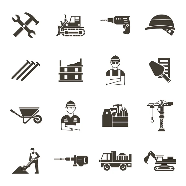 Conjunto de iconos negro de construcción — Vector de stock