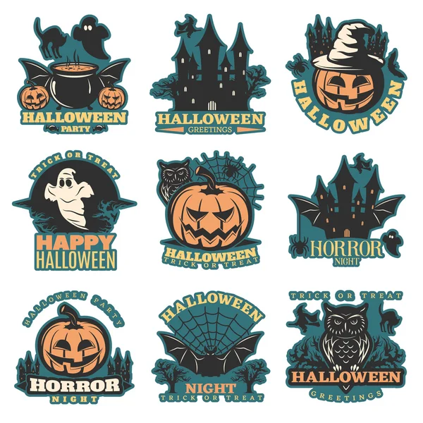 Halloween Colored Emblems — Stock Illustration Halloween Colored Emblems Vector Graphics