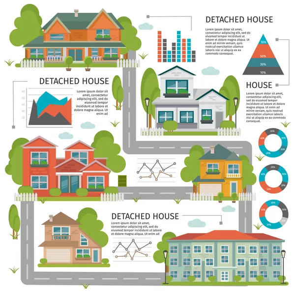 Infográficos planos dos edifícios —  Vetores de Stock