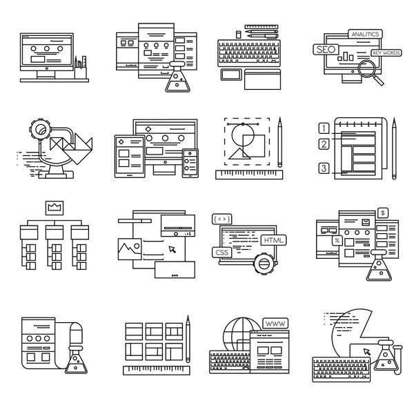 Web Design Line Icon Set - Stok Vektor