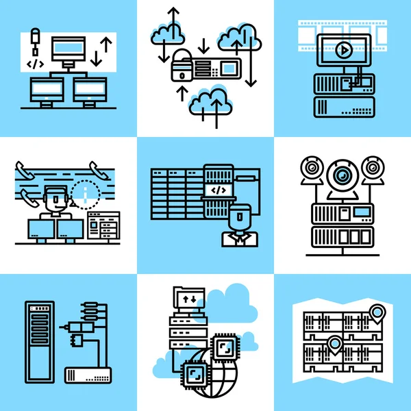 Concepto lineal del centro de datos — Archivo Imágenes Vectoriales