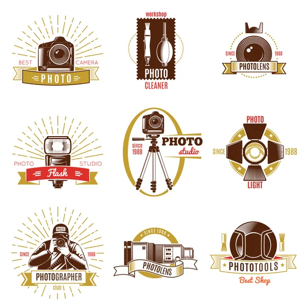 Retro Fotografer Label Set - Stok Vektor