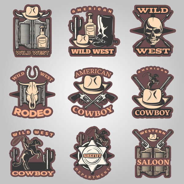 Wild West Emblem Set In Color