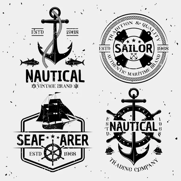 Nautical Monochrome Logos — Stock Vector