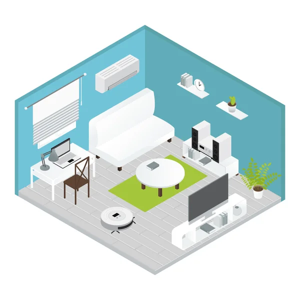 Isometrics Living Room koncepció — Stock Vector