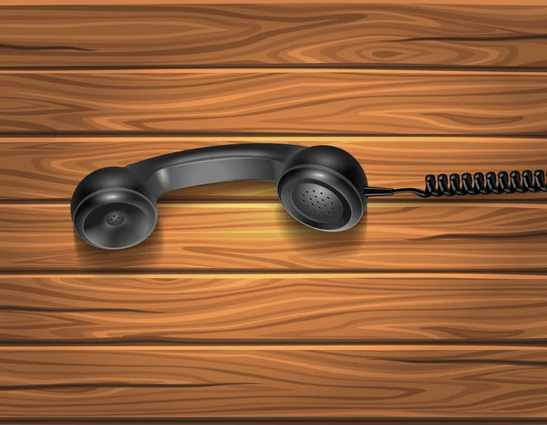 Telefon na dřevěné pozadí — Stockový vektor