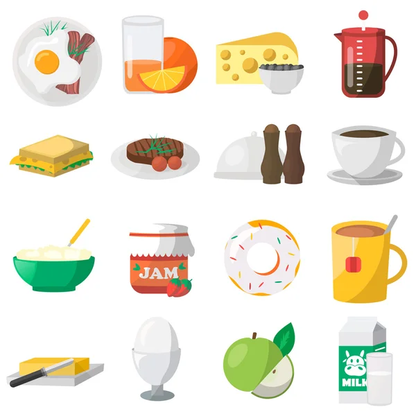 Pequeno-almoço ícones coloridos — Vetor de Stock