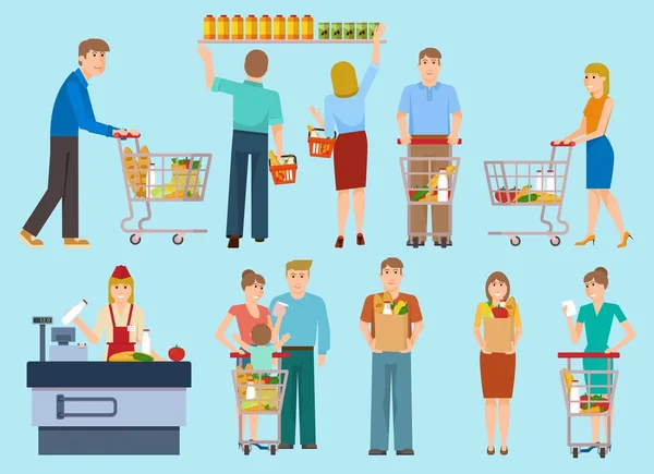 Ludzie w supermarket Collection — Wektor stockowy
