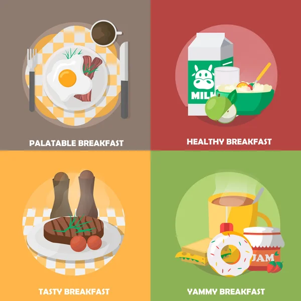 Desayuno Composiciones coloridas — Vector de stock