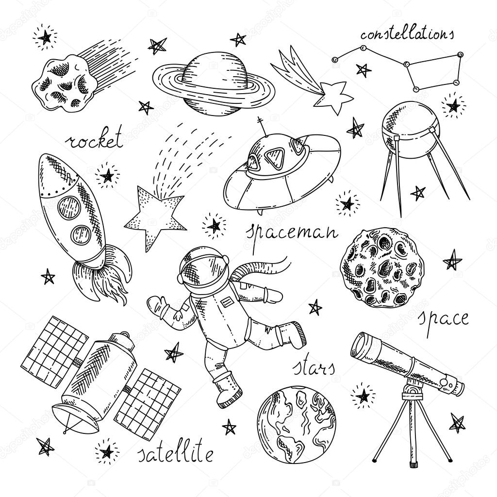 Space Hand Drawn Elements Set