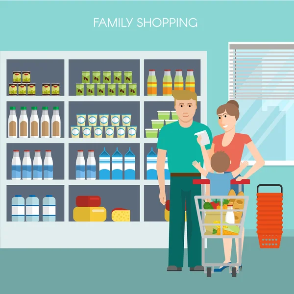 Diseño de compras familiares — Vector de stock