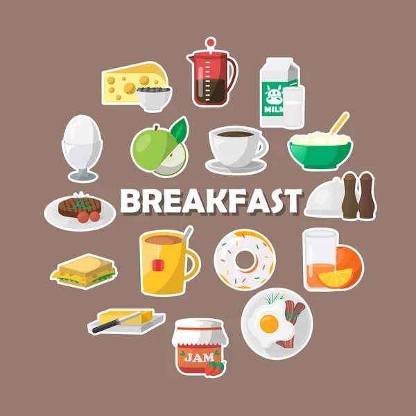朝食のアイコンセット — ストックベクタ