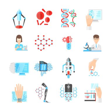 Nanoteknoloji düz Icons Set