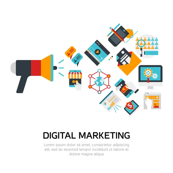 Digitale marketing plat ontwerp — Stockvector