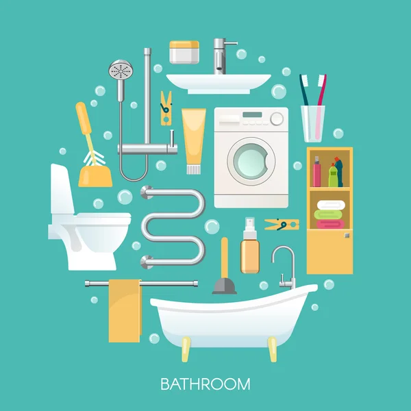 Μπάνιο στρογγυλή σύνθεση — Διανυσματικό Αρχείο