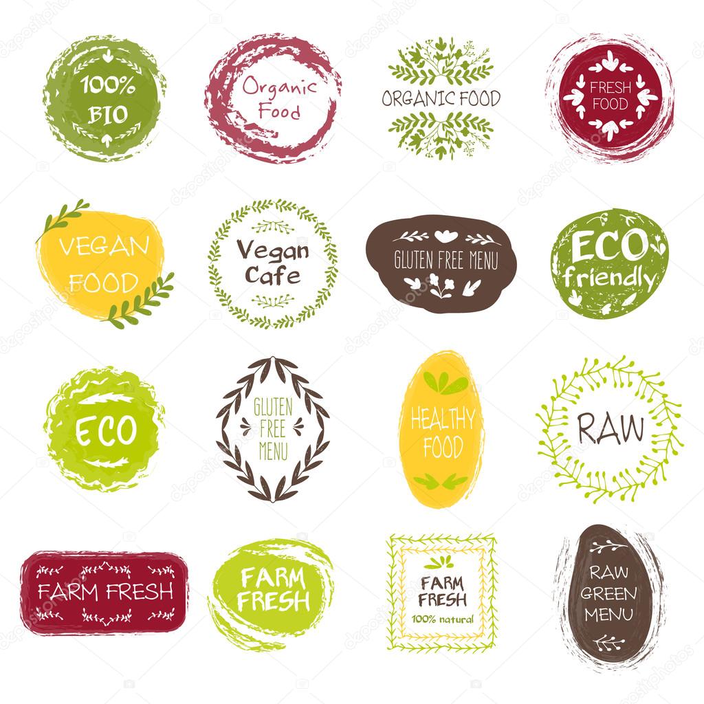 Healthy Food Hand Drawn Labels