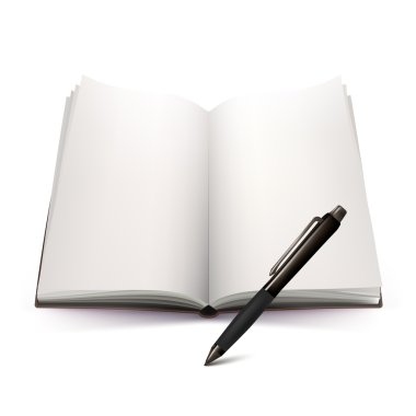 Açık Notebook Ve Kalem 3d Tasarım