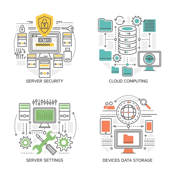 Datacenter linjära sammansättningar — Stock vektor