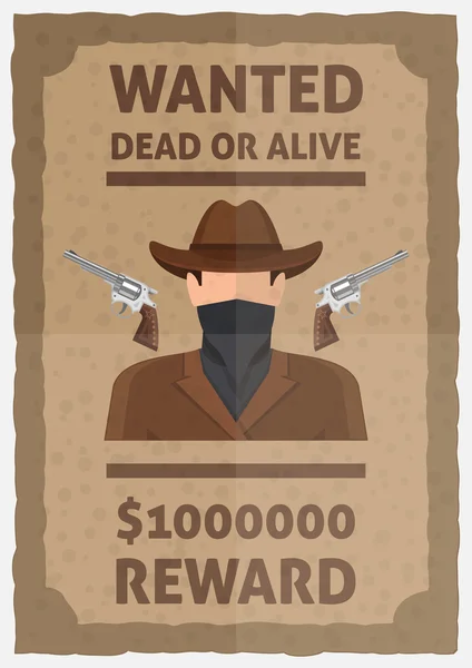 Розшукуваний мертвий або живий плакат — стоковий вектор