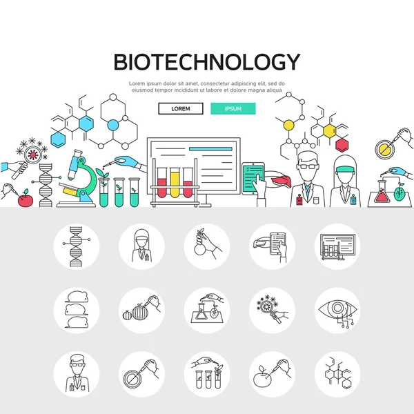 Biotechnology Linear Concept — Stock Vector