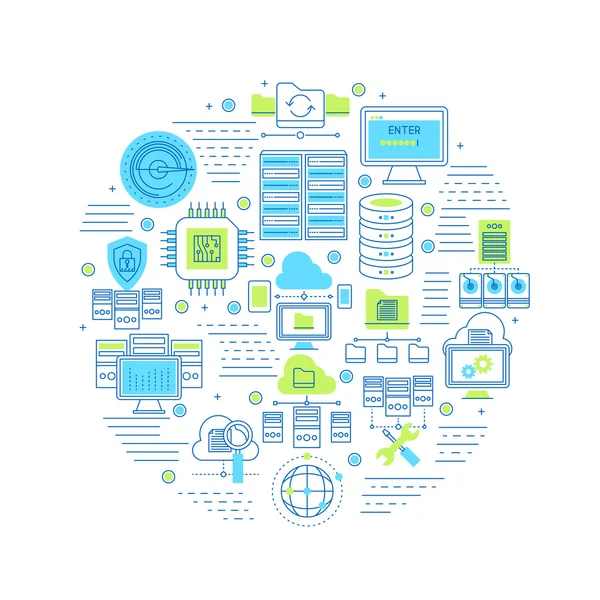 Composición redonda del centro de datos — Vector de stock